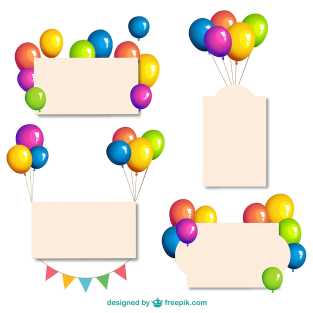 Carteles con globos brillantes