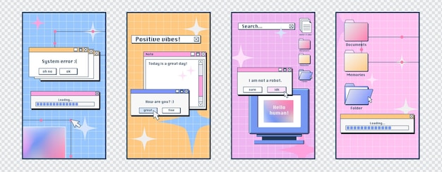 Carteles de interfaz de computadora de escritorio retro