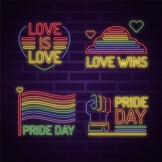 Carteles de neón del día del orgullo