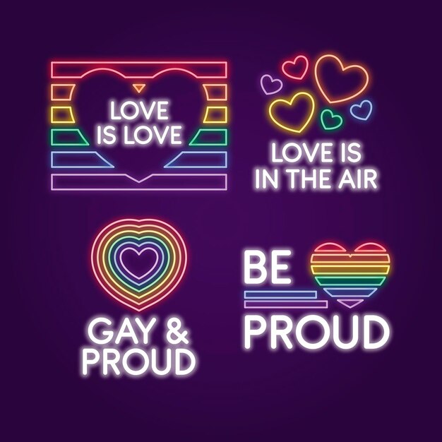 Carteles de neón del día del orgullo