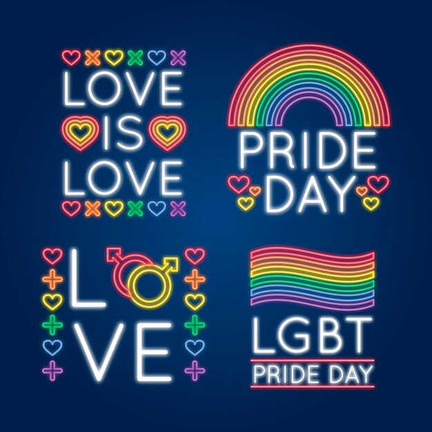 Carteles de neón del día del orgullo