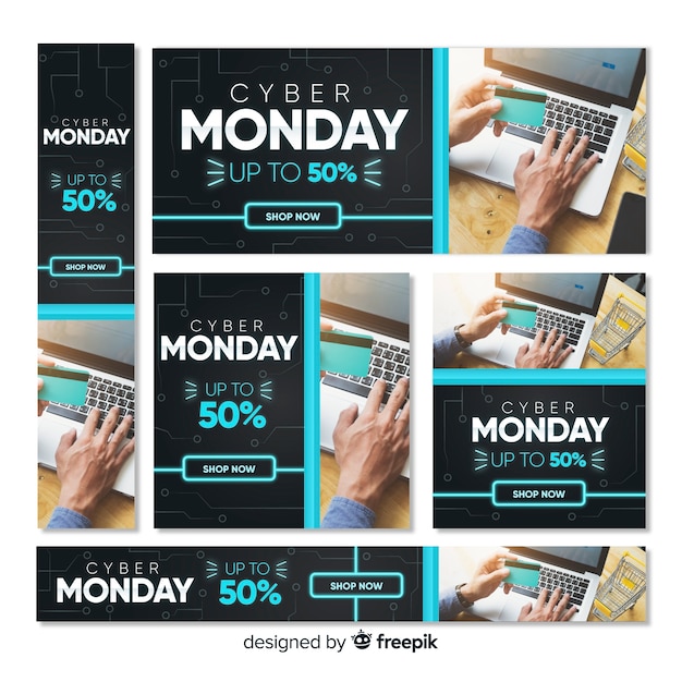 Vector gratuito carteles onlinede cyber monday