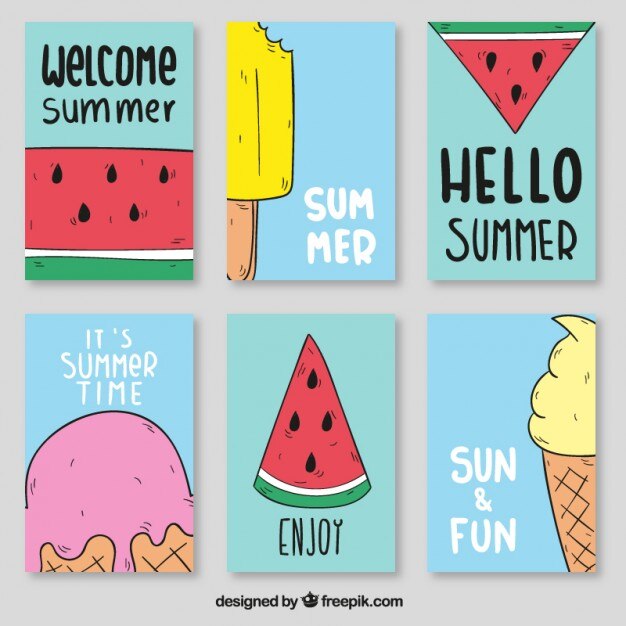 Carteles de sandías y helados