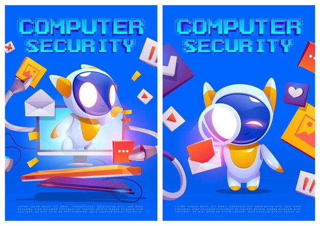 Carteles de vectores de seguridad informática