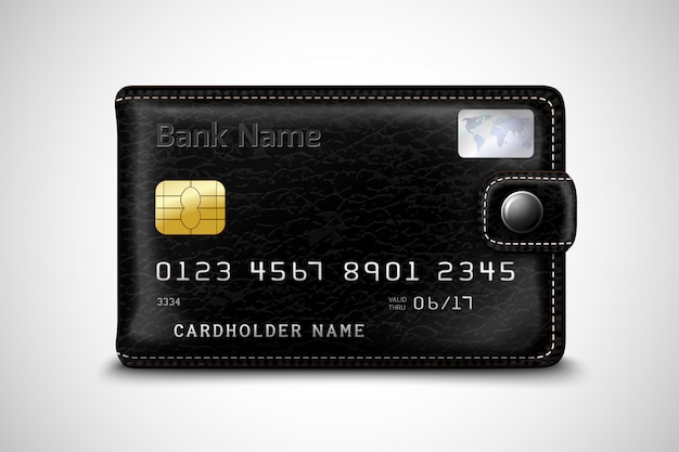 Cartera negra concepto de tarjeta de crédito bancaria