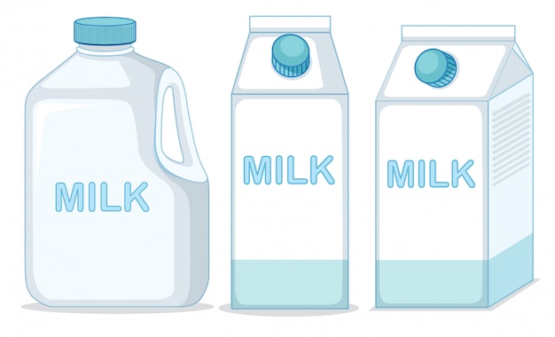 Cartones De Leche Y Botella