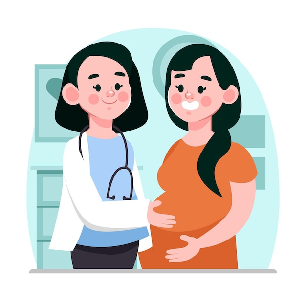 Vector gratuito cartoon dia internacional de la obstetricia y la embarazada illustration