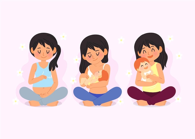 Vector gratuito cartoon dia internacional de la obstetricia y la embarazada illustration