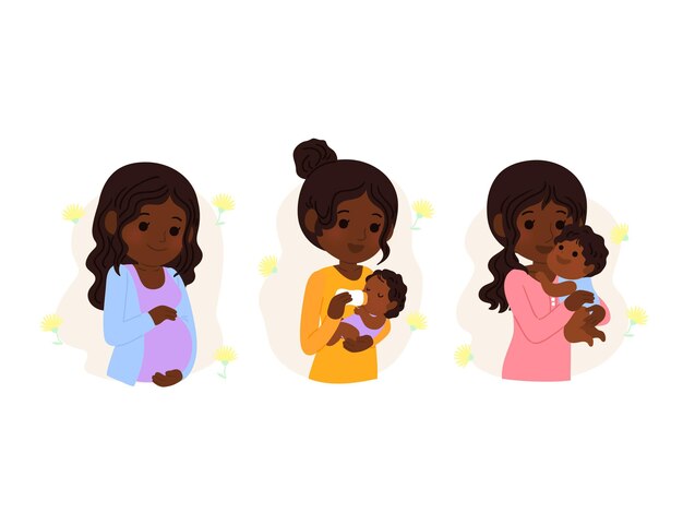 Cartoon dia internacional de la obstetricia y la embarazada illustration