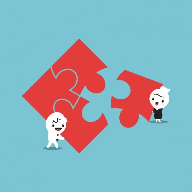 Vector gratuito cartoon de negocios con un puzzle