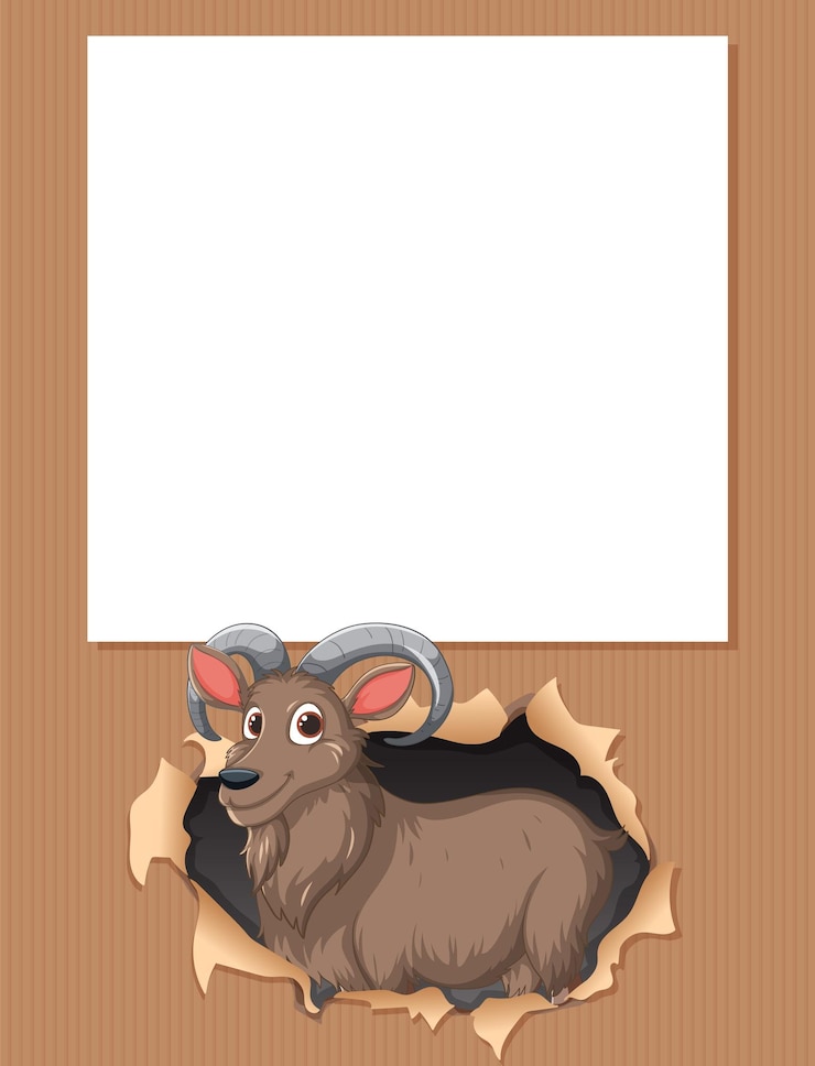 Vector gratuito cartoon ram en el marco de papel roto