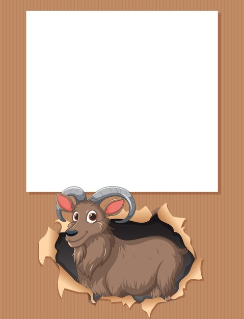 Cartoon Ram en el marco de papel roto