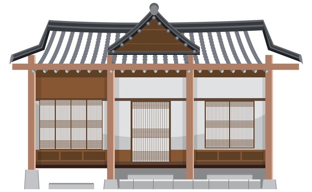 Casa antigua coreana sobre fondo blanco.