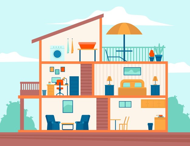 Casa en concepto de sección transversal