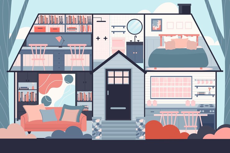 Vector gratuito casa en concepto de sección transversal