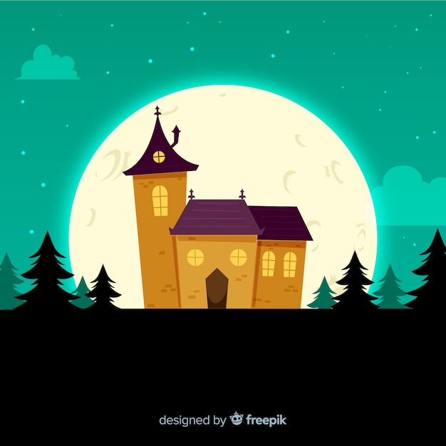 Vector gratuito casa encantada de halloween dibujada a mano