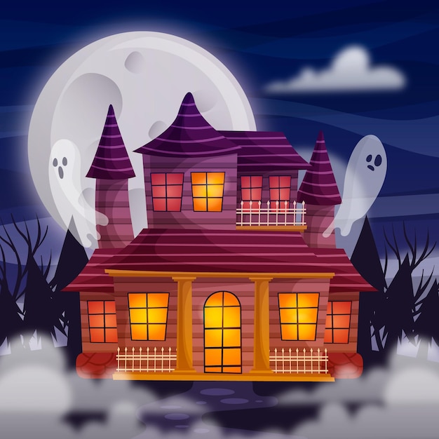 Vector gratuito casa de halloween dibujada a mano