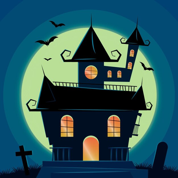 Casa de halloween de diseño realista