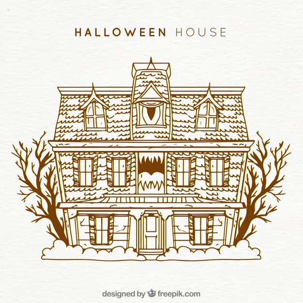 Casa de halloween con estilo vintage