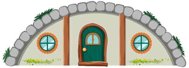 Casa hobbit aislada sobre fondo blanco