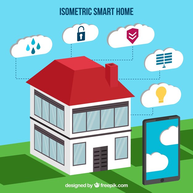 Casa inteligente en estilo isométrico