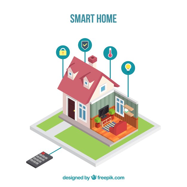 Casa inteligente en estilo isométrico