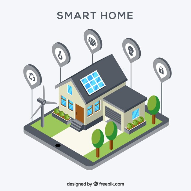 Casa inteligente en estilo isométrico
