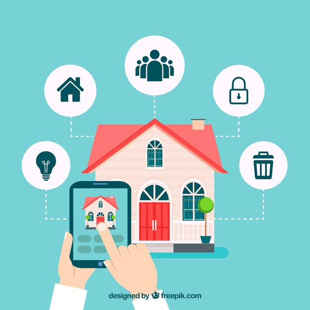 Casa inteligente en estilo plano