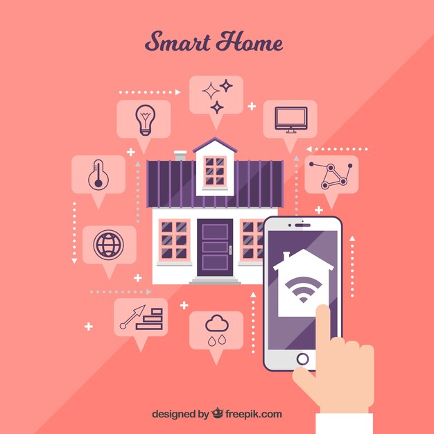 Casa inteligente en estilo plano