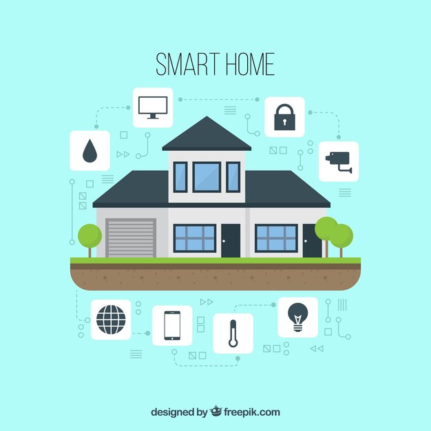 Casa inteligente en estilo plano