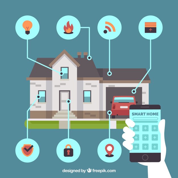 Casa inteligente en estilo plano