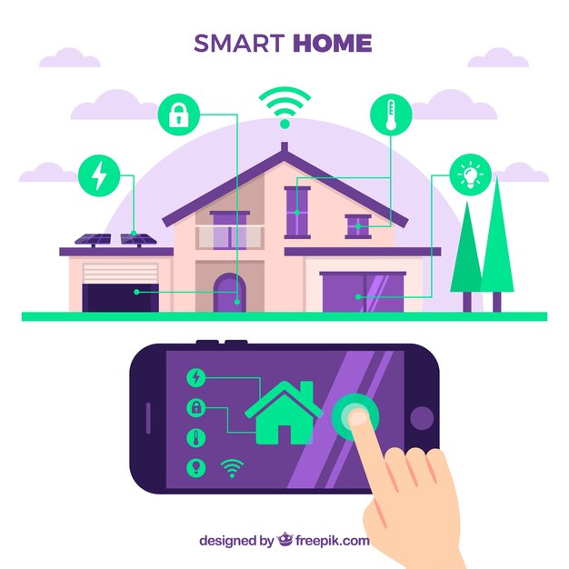 Casa inteligente en estilo plano