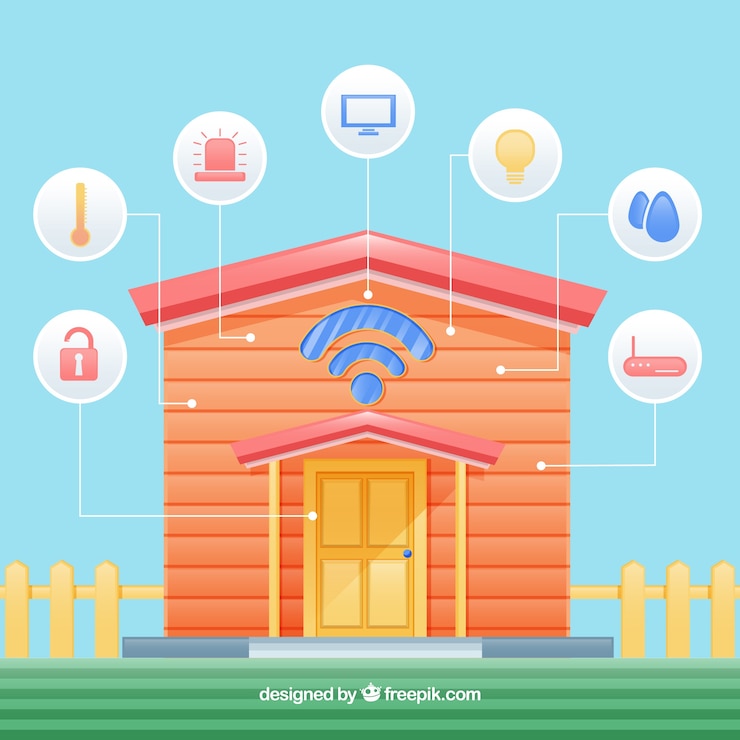 Vector gratuito casa inteligente en estilo plano