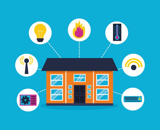 Casa inteligente en estilo plano