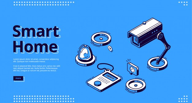 Casa inteligente, internet de cosas web isométrica