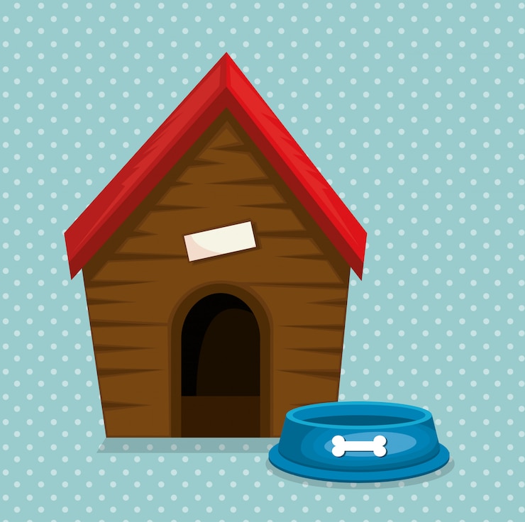 Vector gratuito casa de madera y mascota de comida
