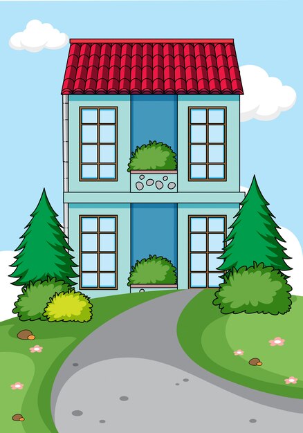 Una casa simple en el fondo de la naturaleza
