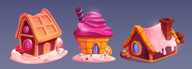 Casa de la tierra de los dulces hecha de panadería de postres dulces