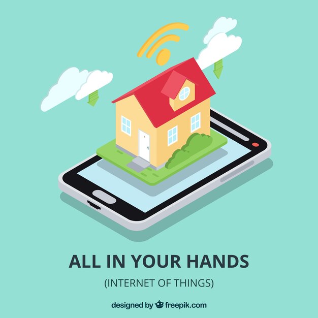 Casa con wifi en estilo isométrico