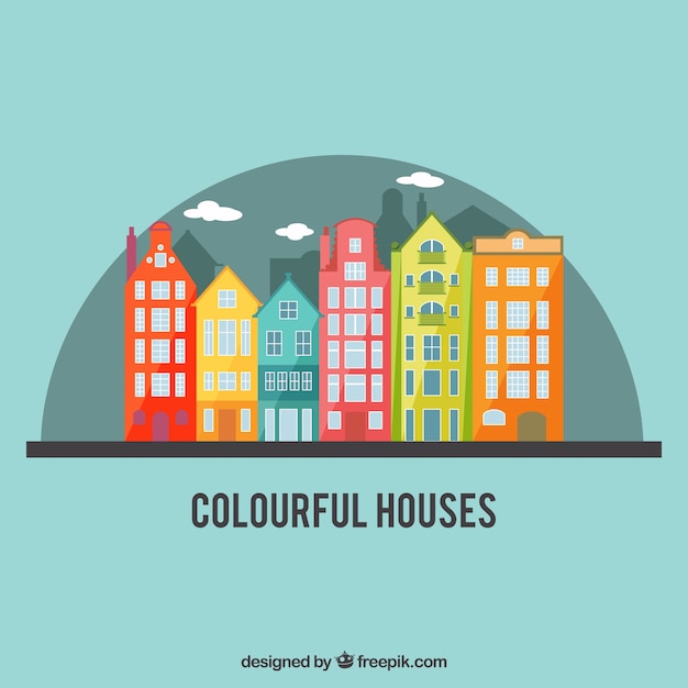 Vector gratuito casas coloridas de ciudad