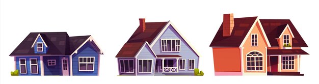 Casas suburbanas aisladas sobre un fondo blanco