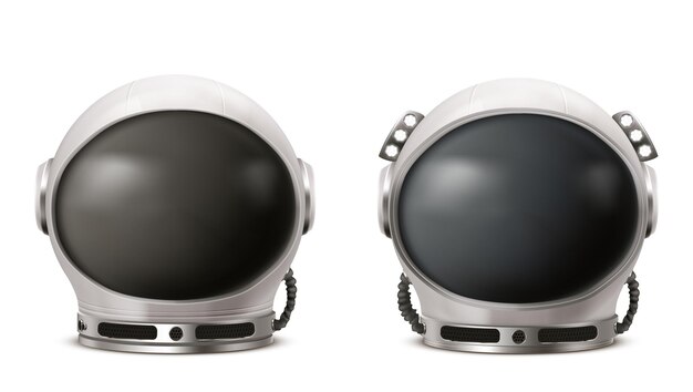 Casco de astronauta cosmonauta traje espacial aislado en blanco