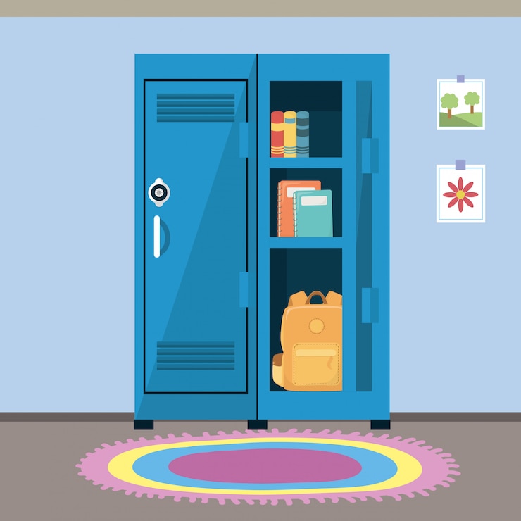 Vector gratuito casillero escolar y suministros