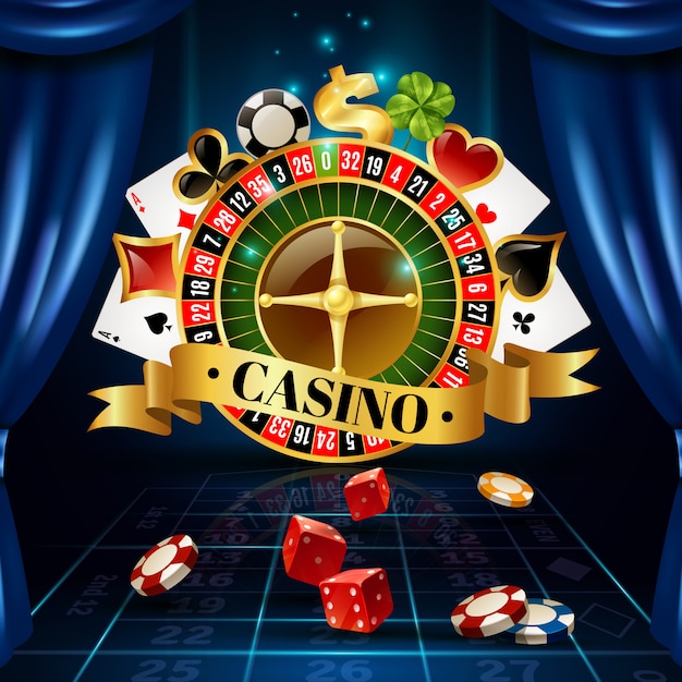 Vector gratuito casino juegos nocturnos símbolos composición póster