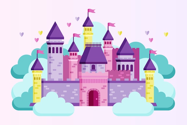 Castillo de cuento de hadas ilustrado