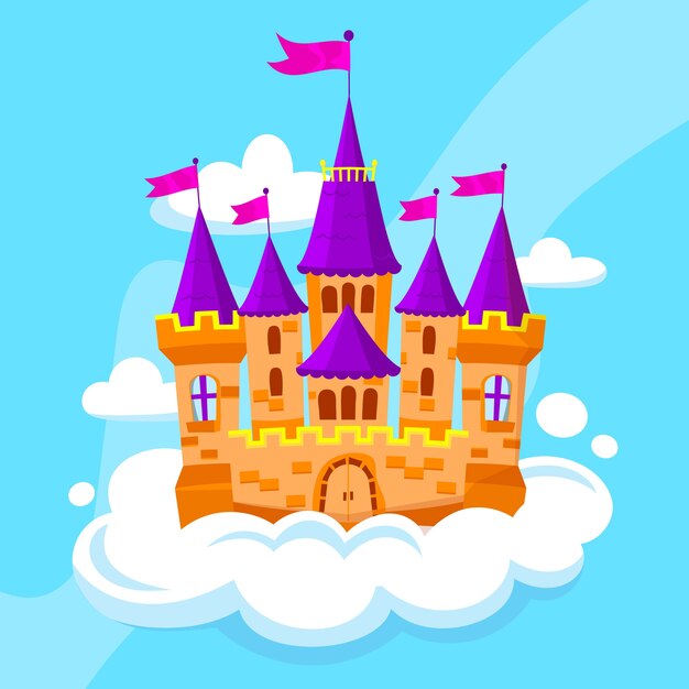 Castillo de cuento de hadas en una nube