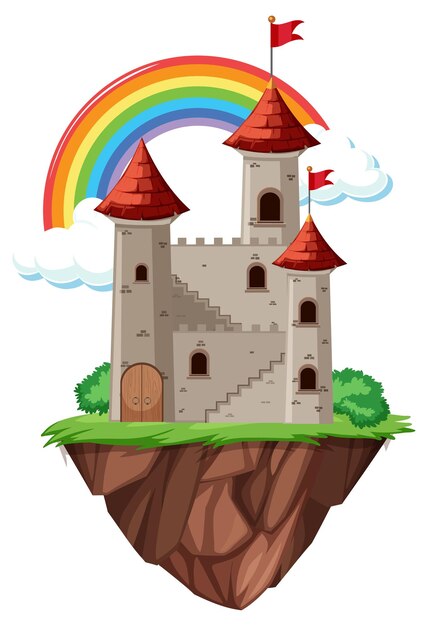 Castillo de fantasía aislado en estilo de dibujos animados