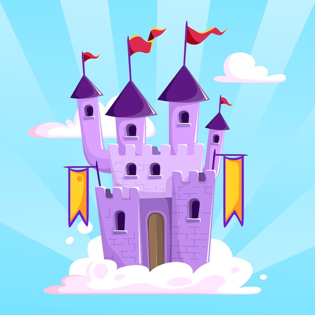 Vector gratuito castillo de fantasía fantástica y nube