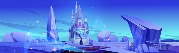 Castillo de fantasía en el fondo de la noche mágica