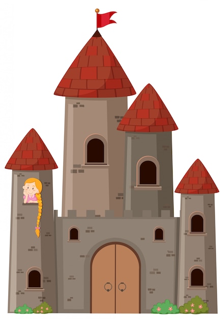 Vector gratuito castillo grande con princesa